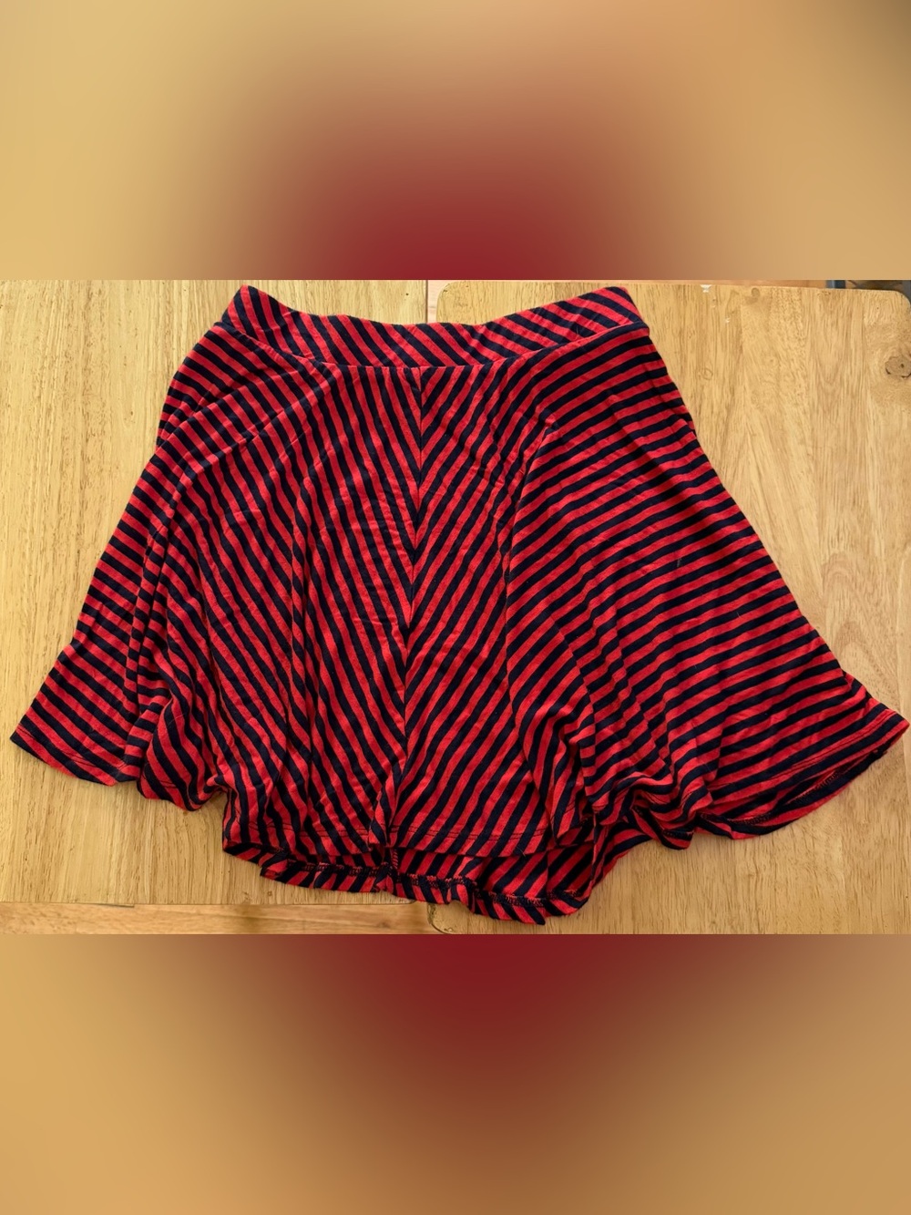 SO Red and Black Striped A-Line Mini Skirt